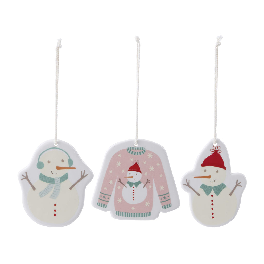 Ceramic Snowman Ornament Set of 12