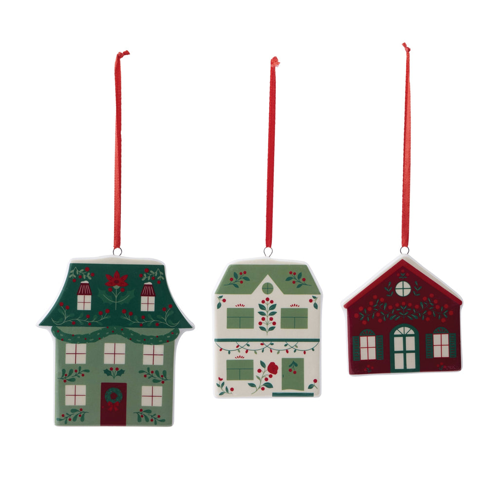 Ceramic House Ornament Assortment Set of 9