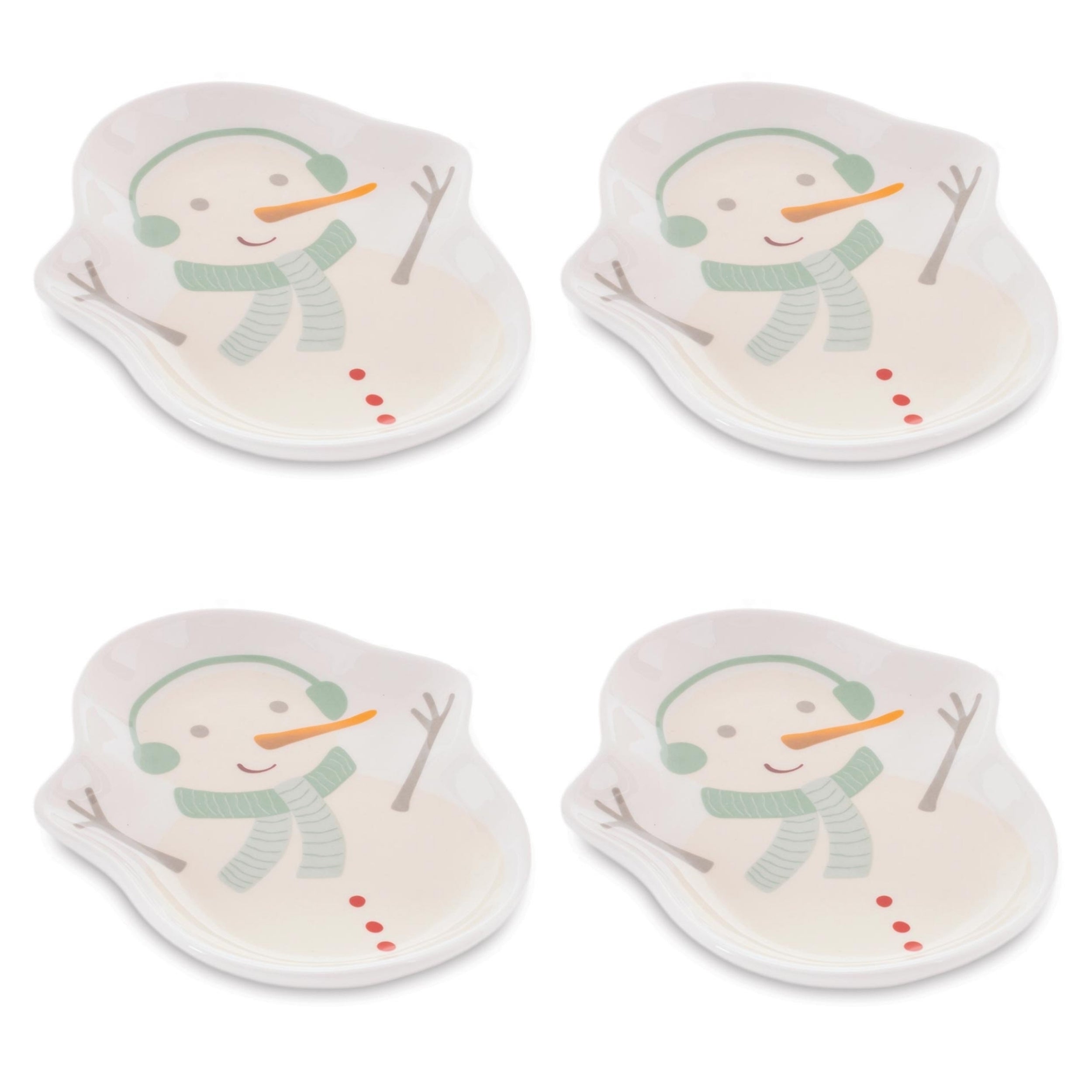 Ceramic Snowman Holiday Trinket Dish (Set of 4)