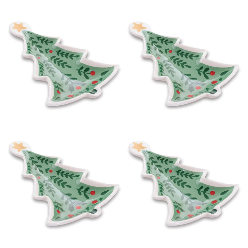 Holiday Tree Ceramic Trinket Dish (Set of 4)