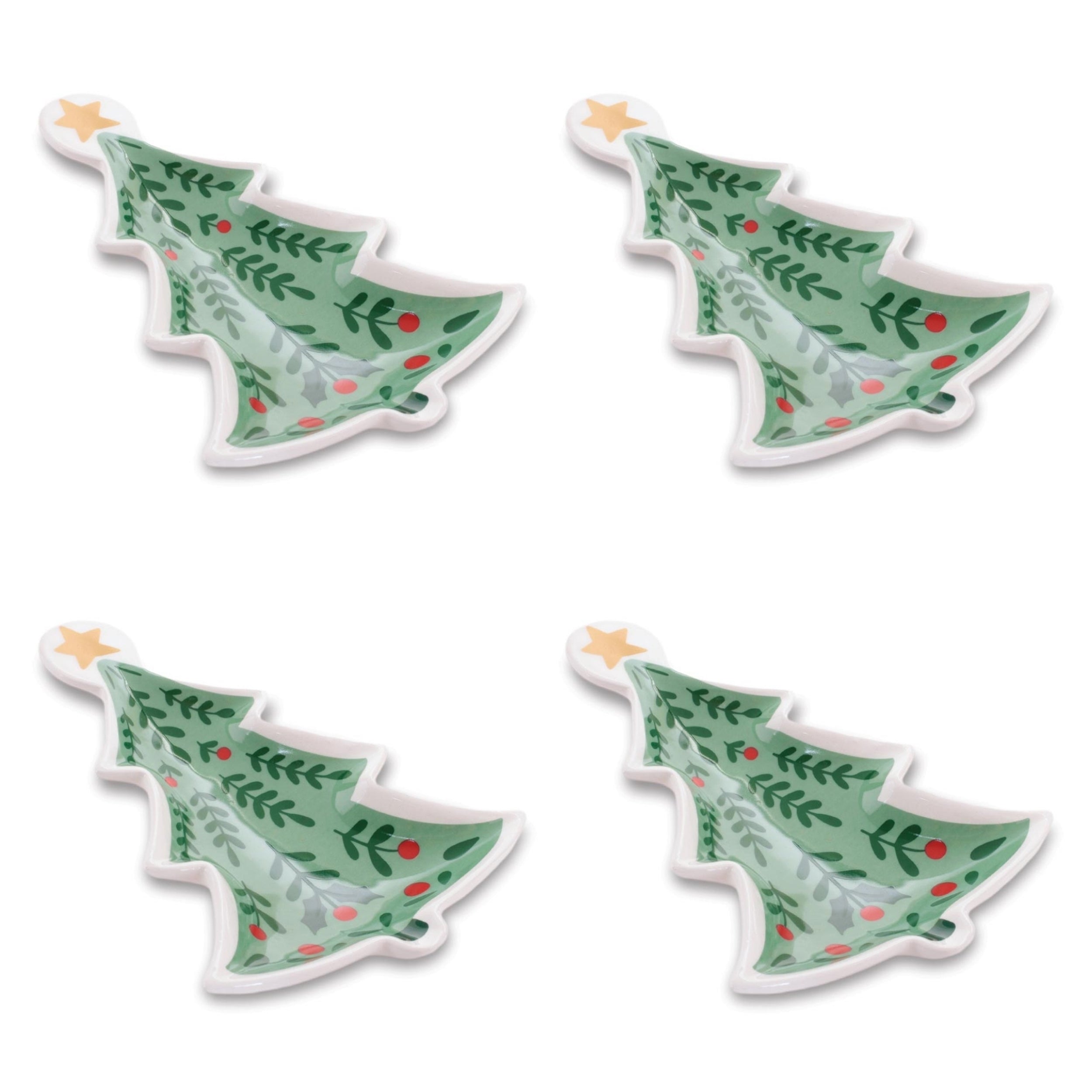 Holiday Tree Ceramic Trinket Dish (Set of 4)