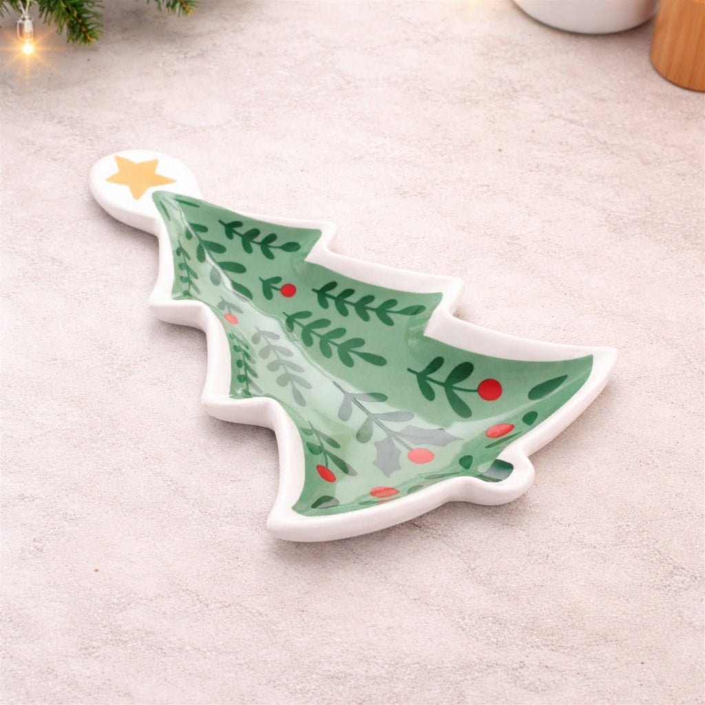 Holiday Tree Ceramic Trinket Dish (Set of 4)