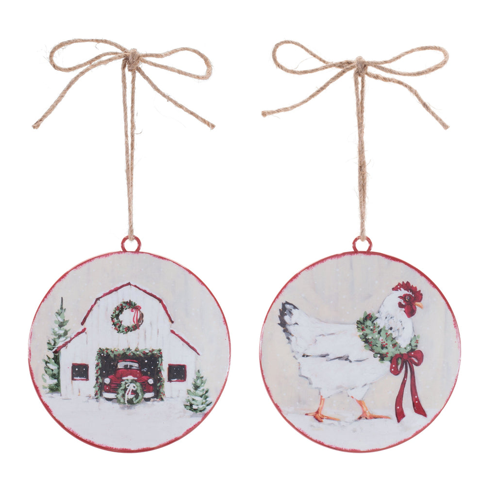 Double-Sided Farmhouse Disc Ornament (Set of 12)