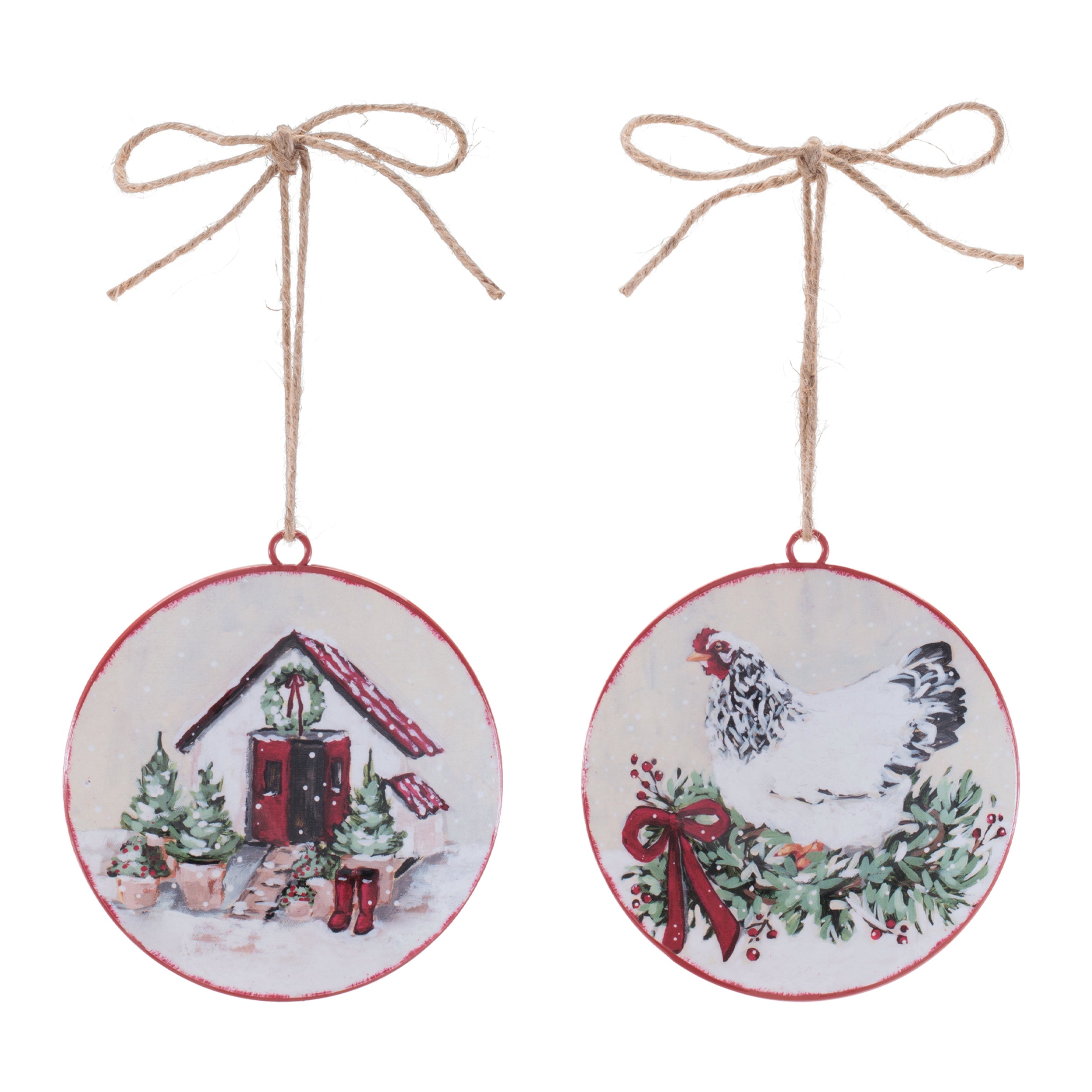 Double-Sided Farmhouse Disc Ornament (Set of 12)