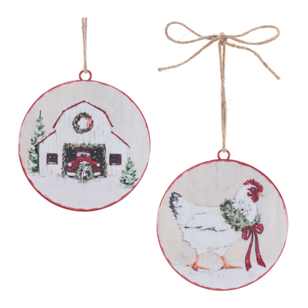 Double-Sided Farmhouse Disc Ornament (Set of 12)