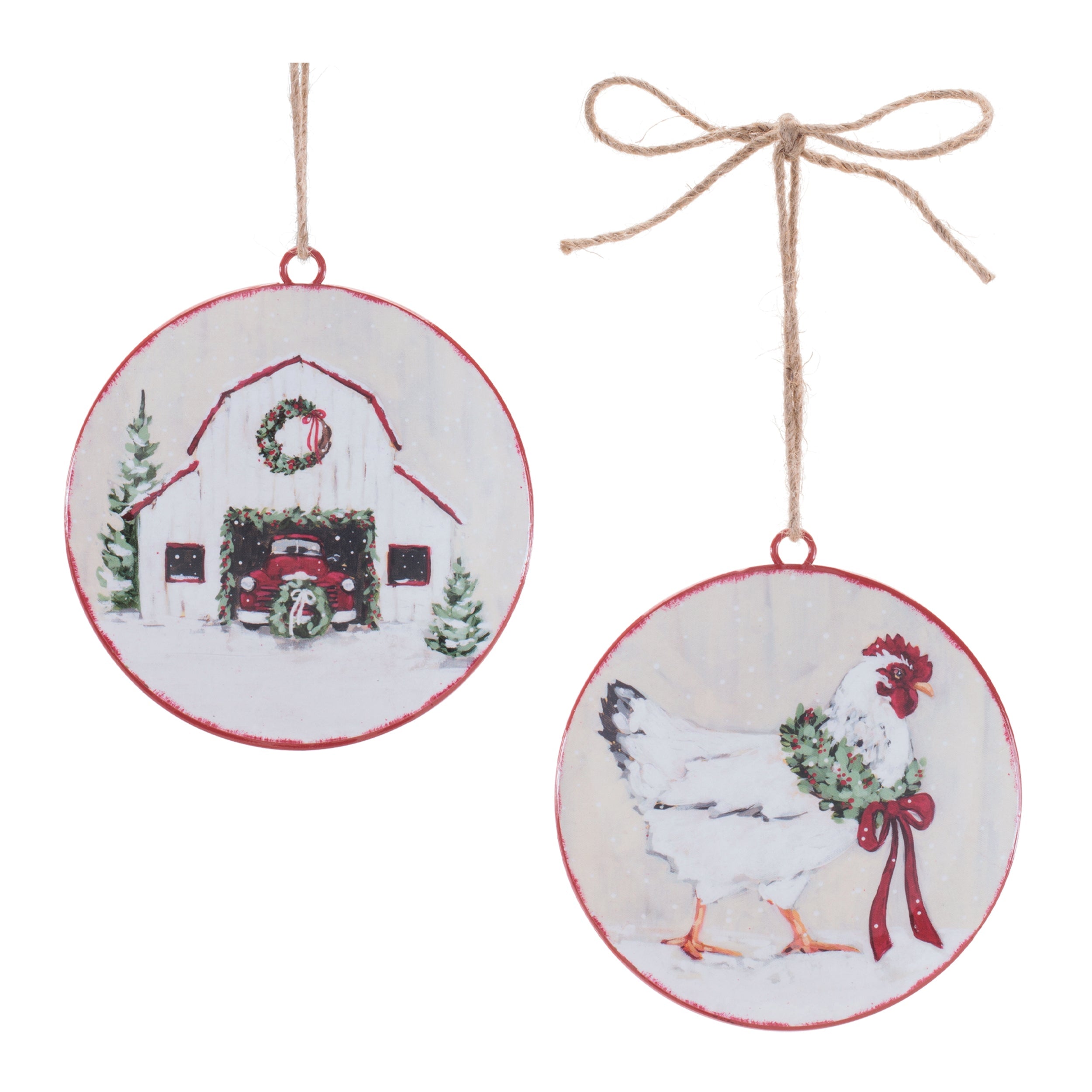 Double-Sided Farmhouse Disc Ornament (Set of 12)