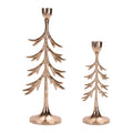 Metal Pine Tree Taper Candle Holder (Set of 2)
