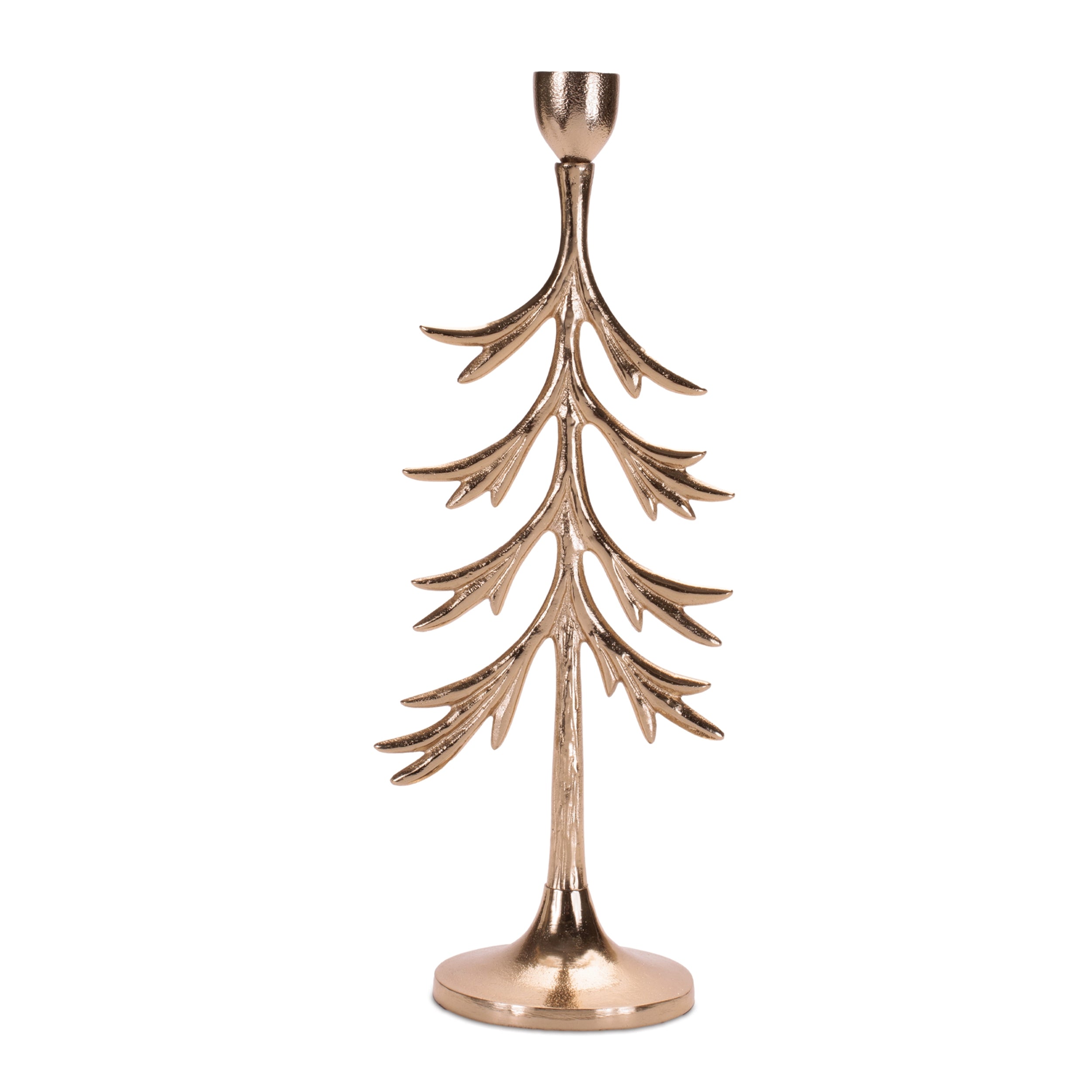 Metal Pine Tree Taper Candle Holder (Set of 2)