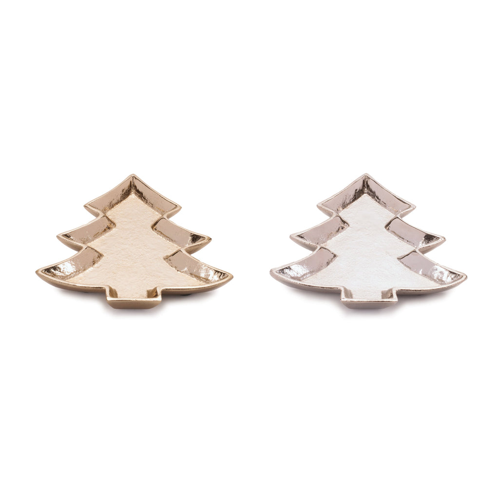 Metal Pine Tree Trinket Tray (Set of 2)