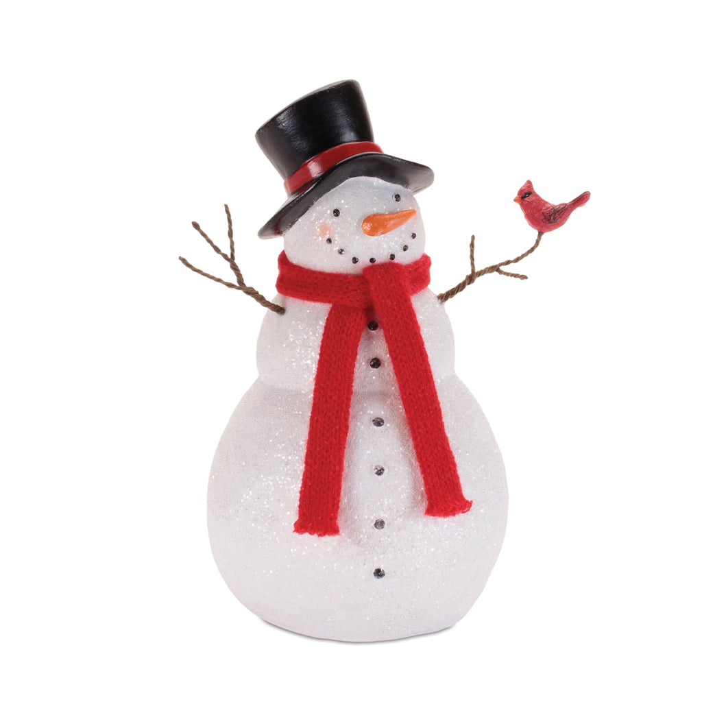 Holiday Snowman with Scarf and Cardinal Birds (Set of 2)