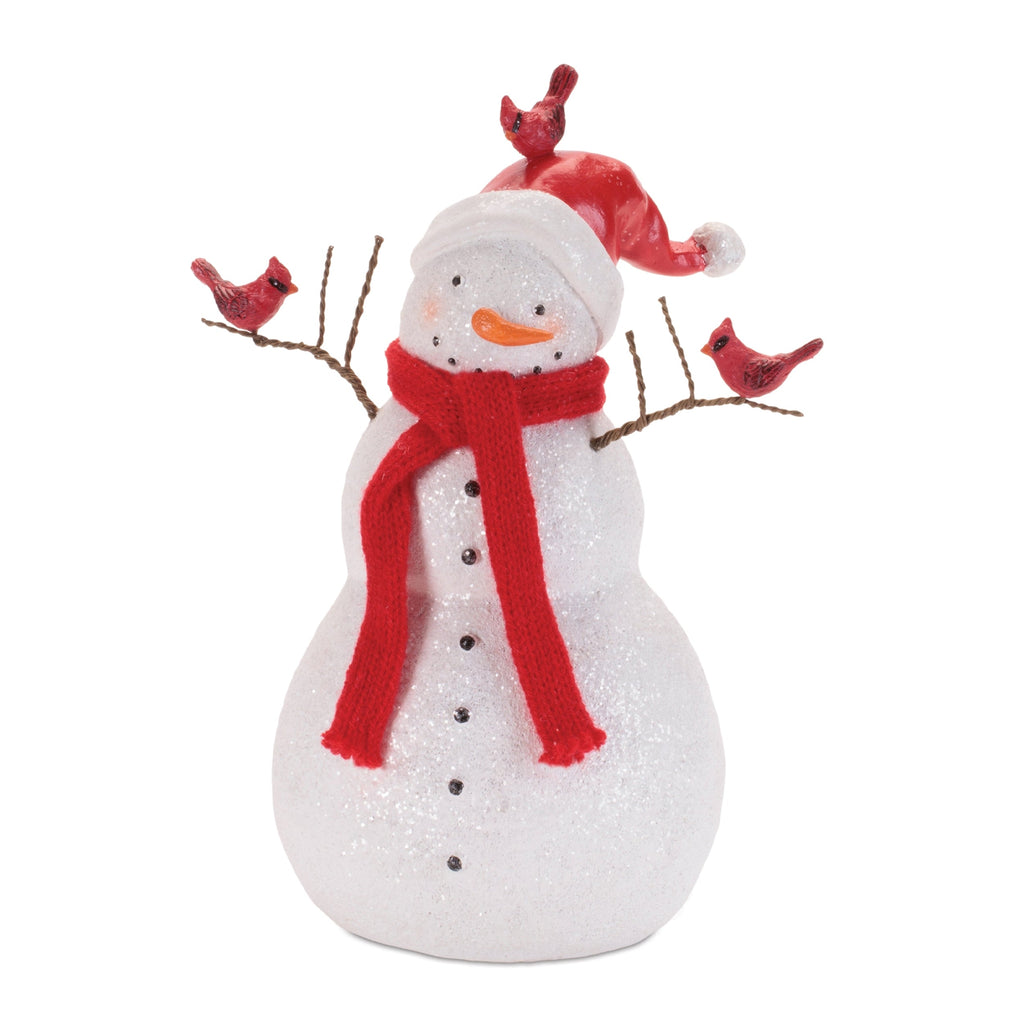 Holiday Snowman with Scarf and Cardinal Birds (Set of 2)