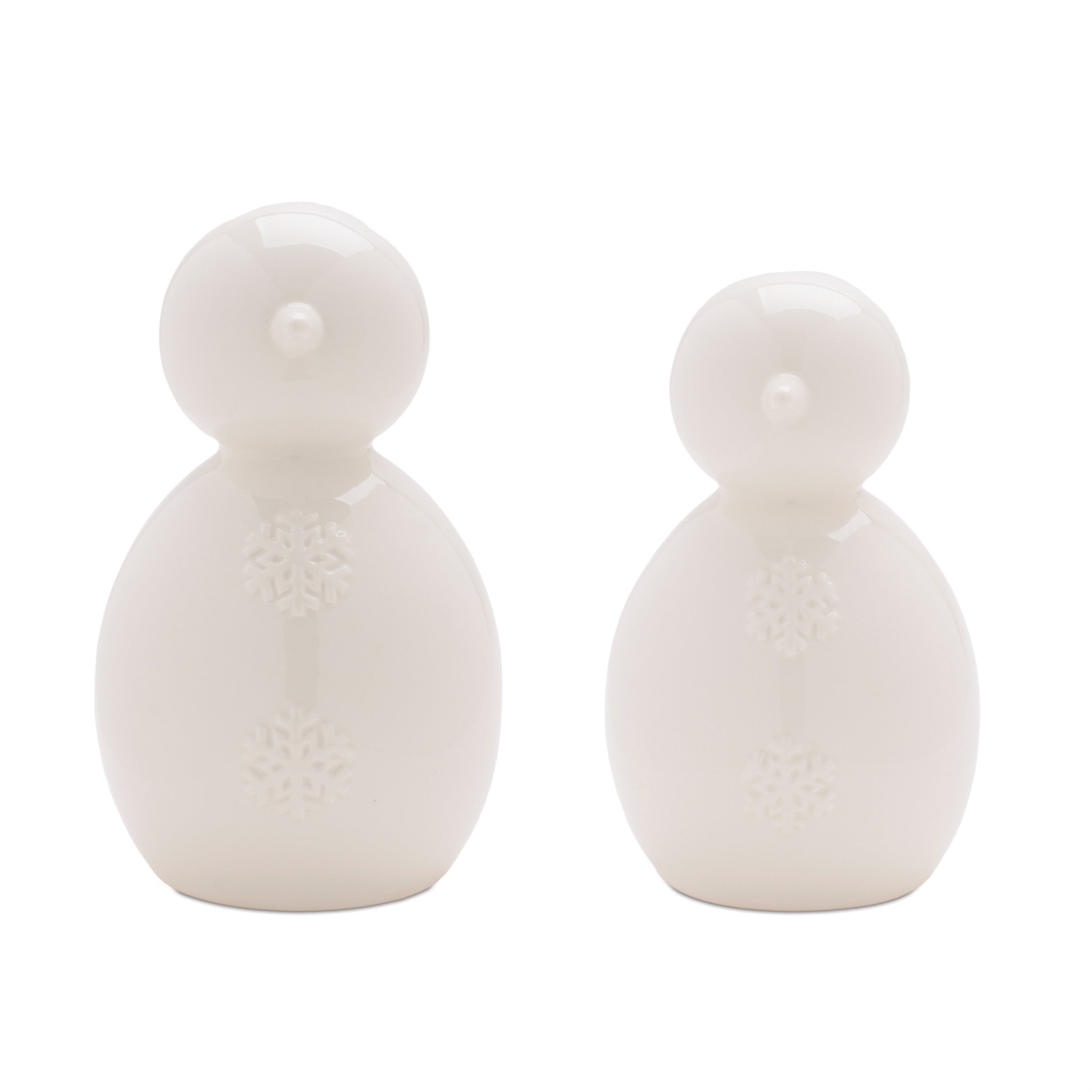 Snowman Figurines with Snowflake Detail (Set of 2)