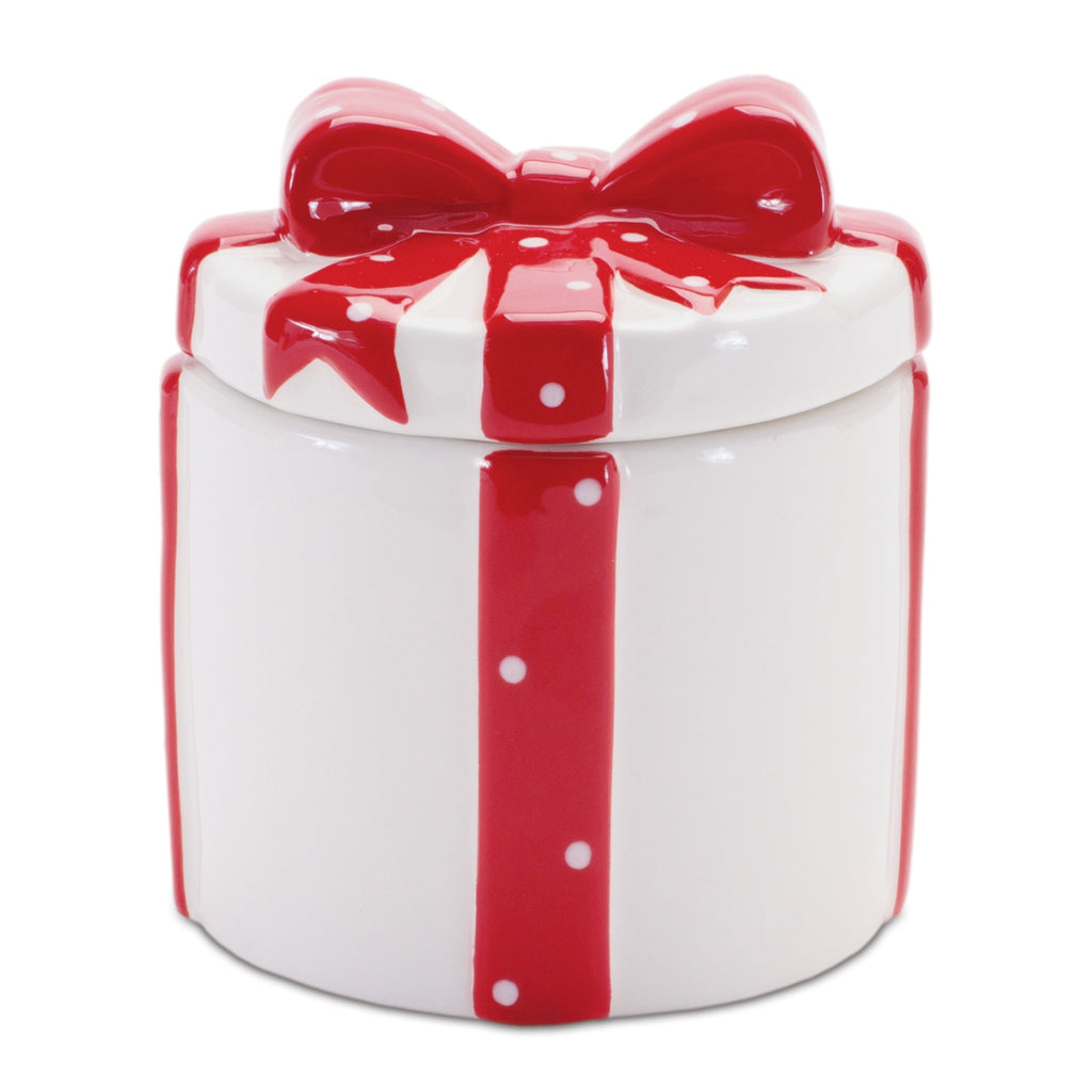 Ceramic Gift Box Containers with Red Bow (Set of 2)