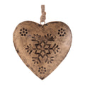 Rustic Snowflake Heart Ornament (Set of 4)