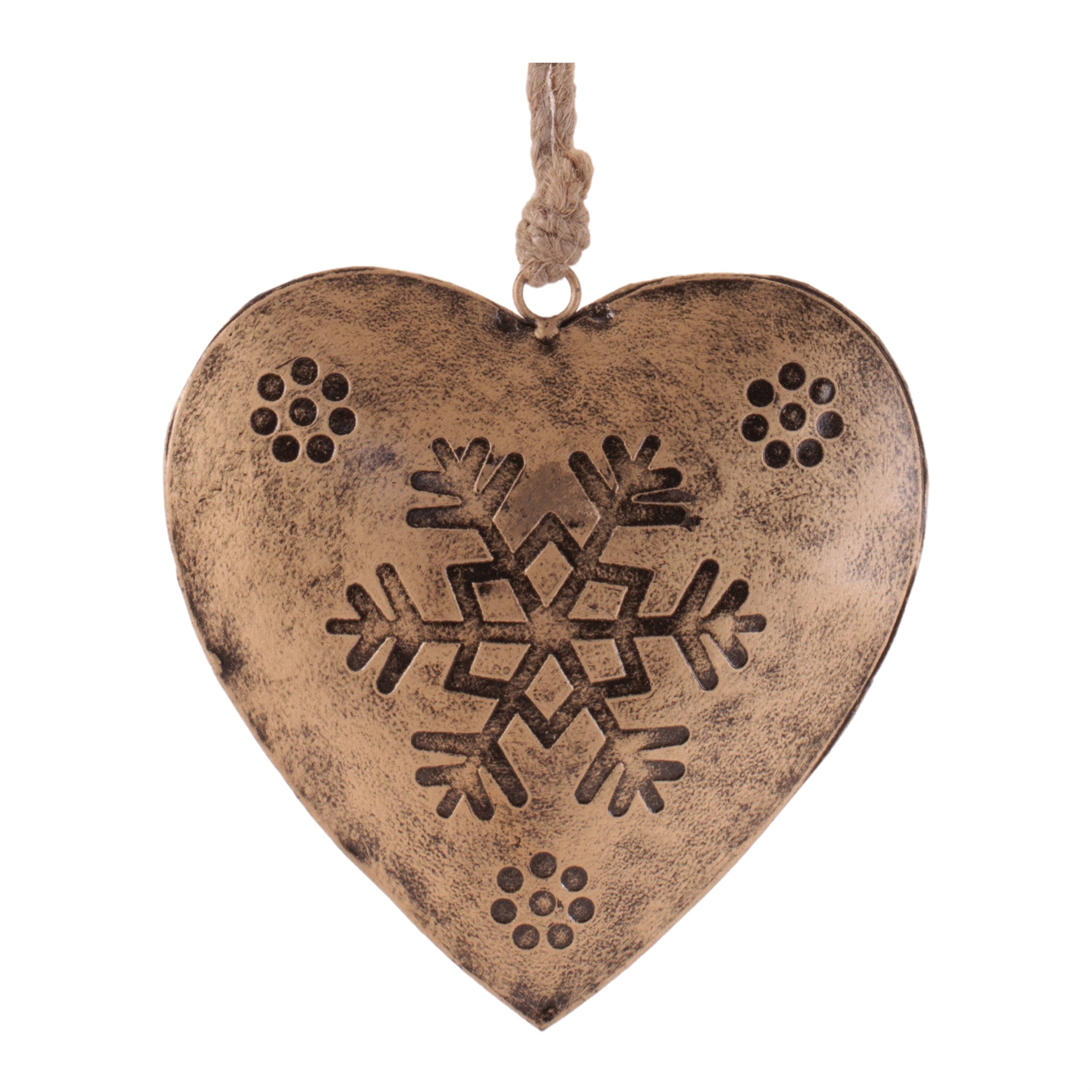 Rustic Snowflake Heart Ornament (Set of 4)