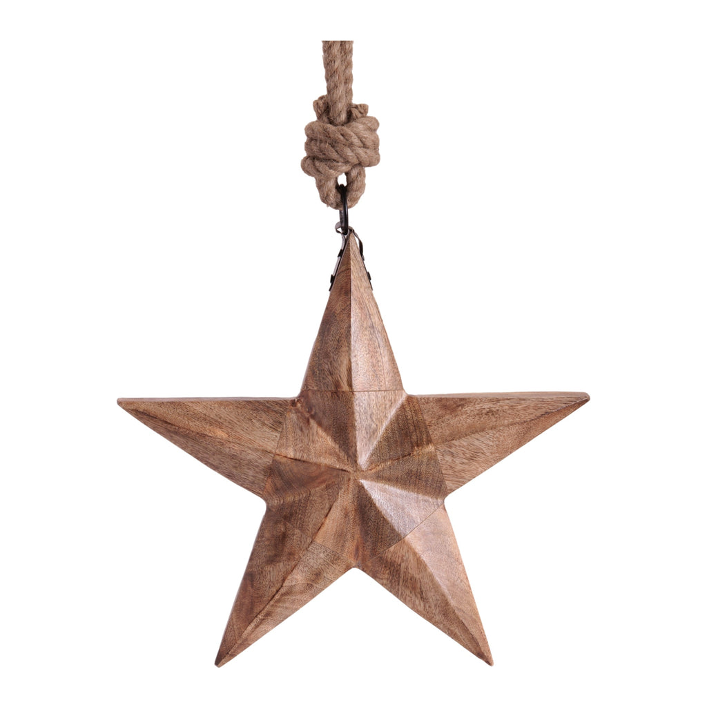 Wood and Jute Star Ornament 14.75"H