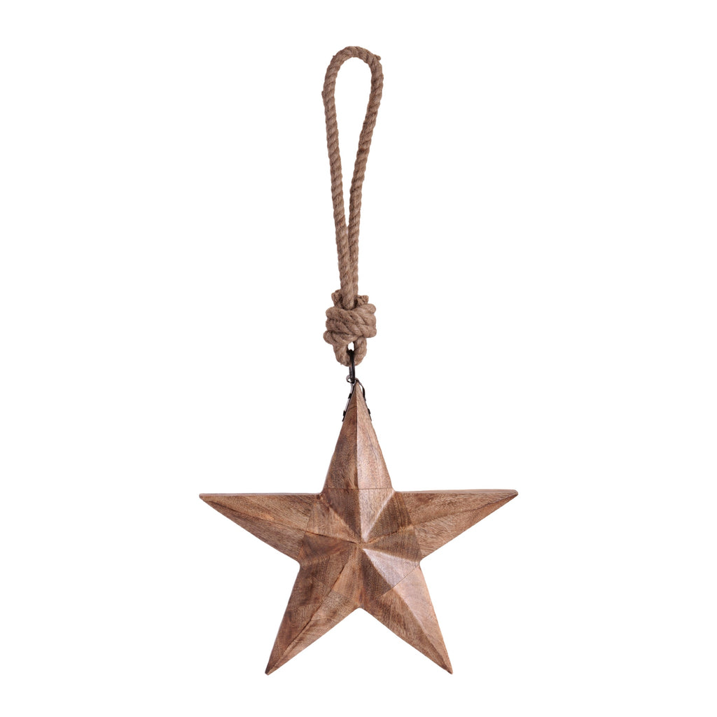 Wood and Jute Star Ornament 14.75"H