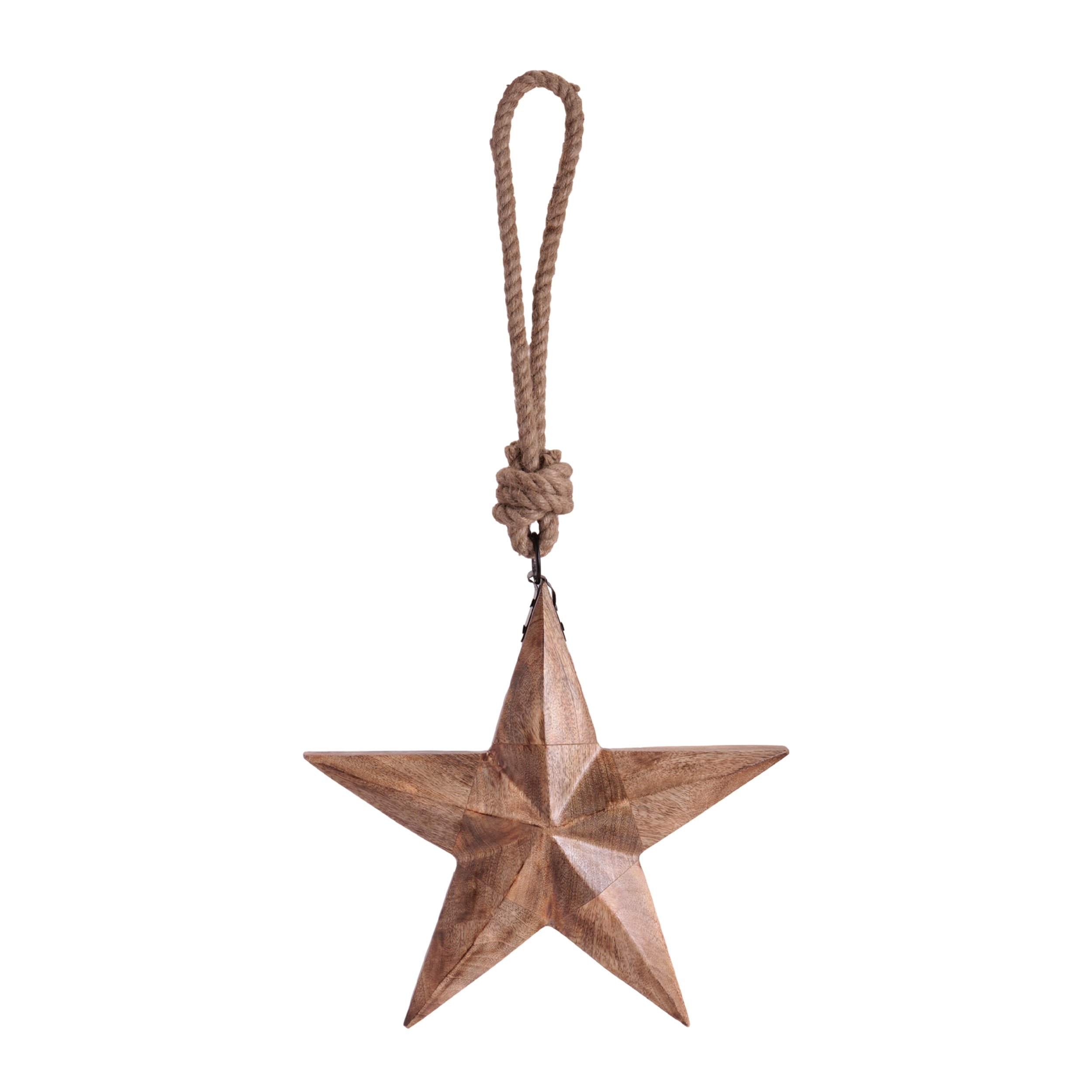 Wood and Jute Star Ornament 14.75"H