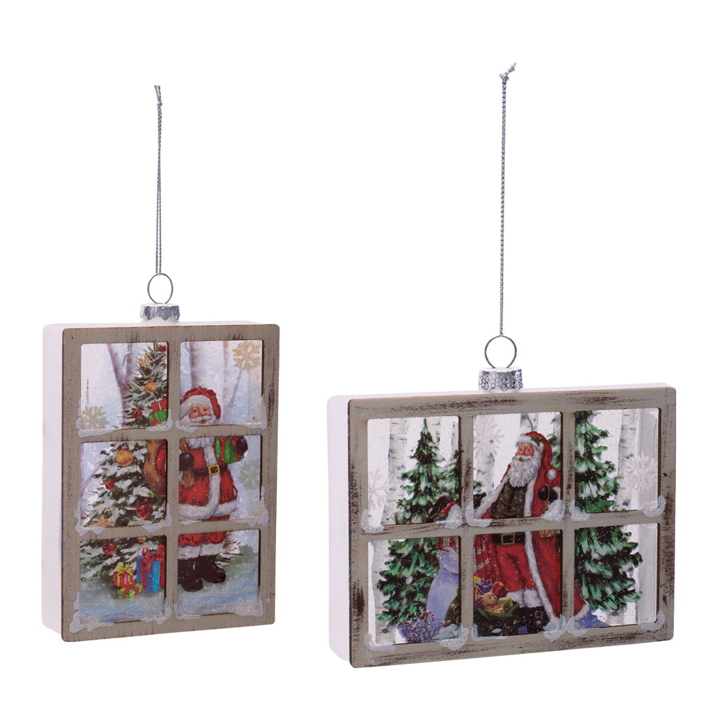 Glass Santa Window Ornament Set of 6