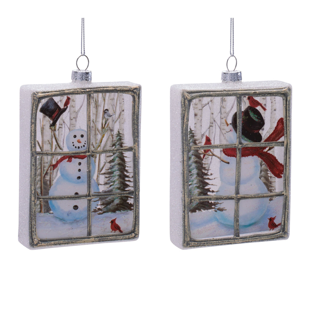 Glass Snowman Window Ornament Set of 6