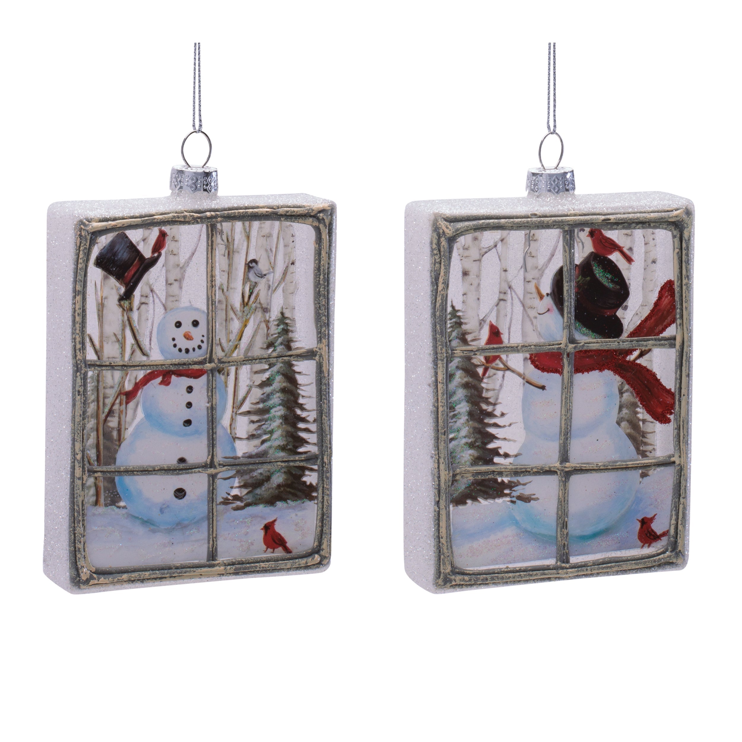 Glass Snowman Window Ornament Set of 6