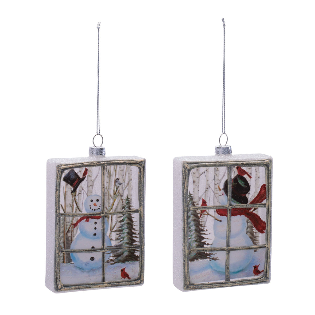 Glass Snowman Window Ornament Set of 6