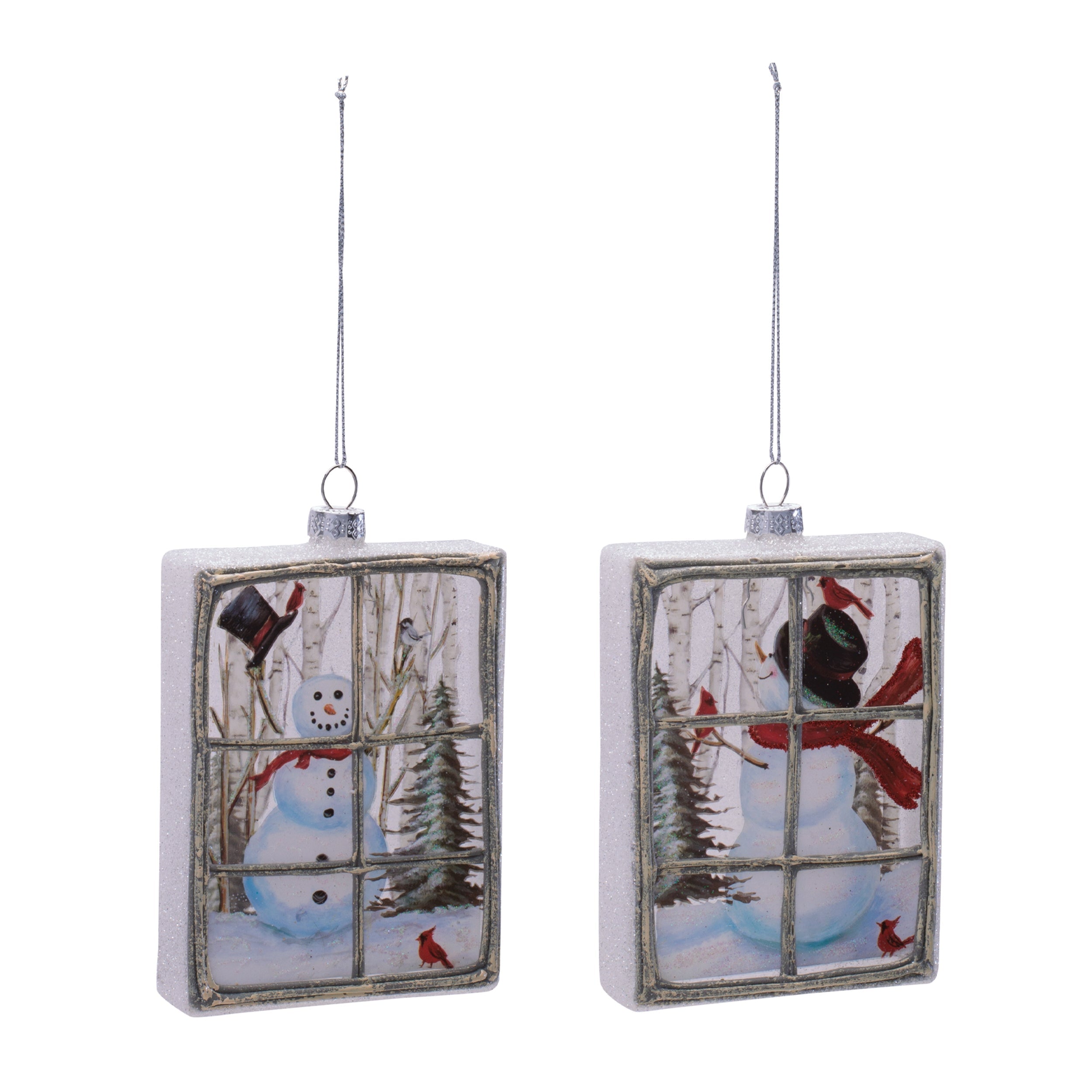 Glass Snowman Window Ornament Set of 6