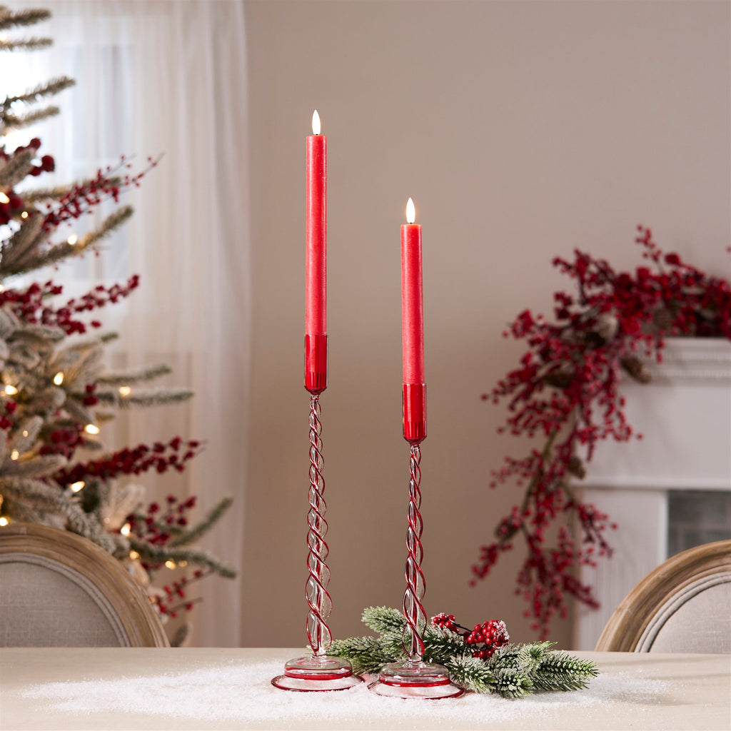 Twisted Glass Taper Candle Holder (Set of 2)