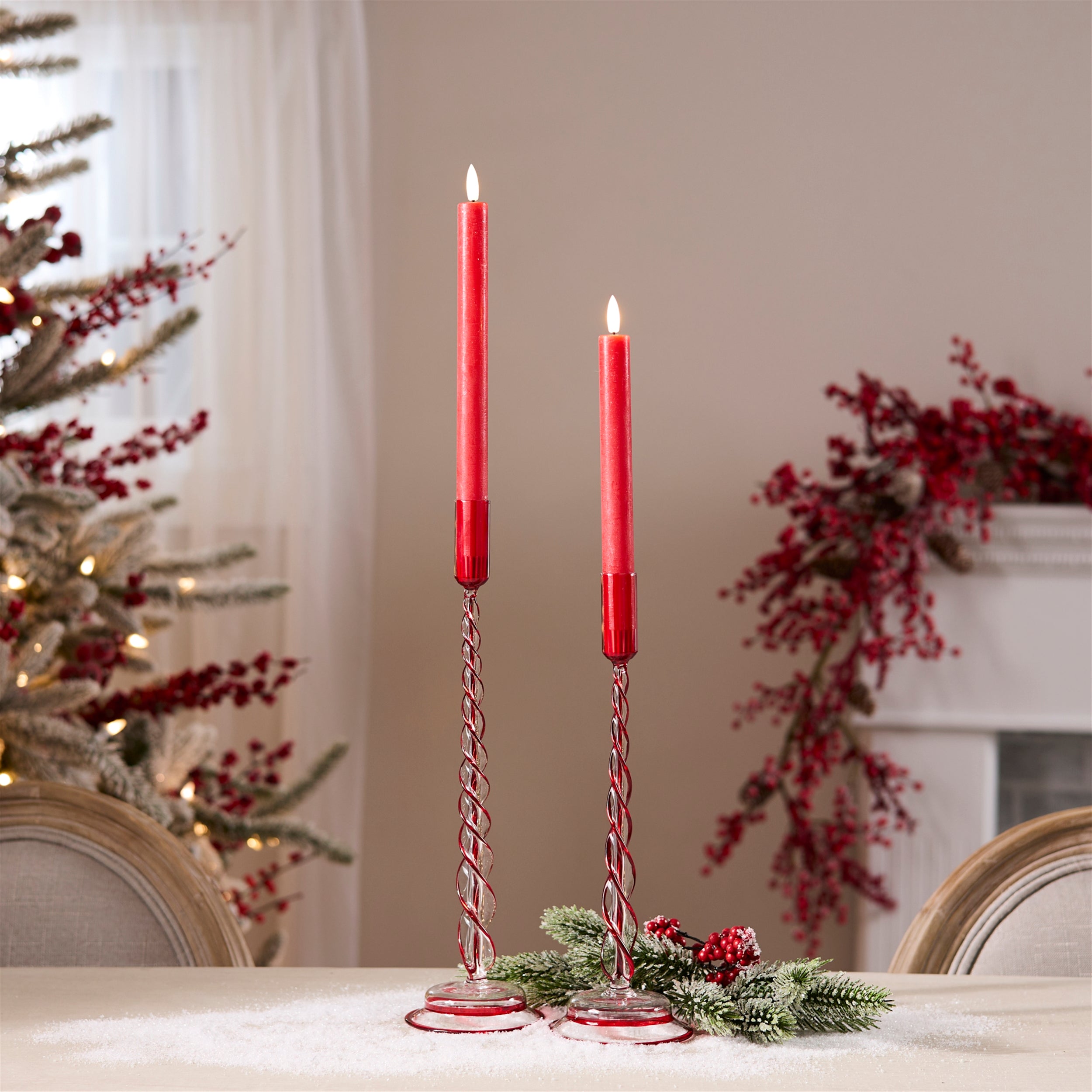 Twisted Glass Taper Candle Holder (Set of 2)
