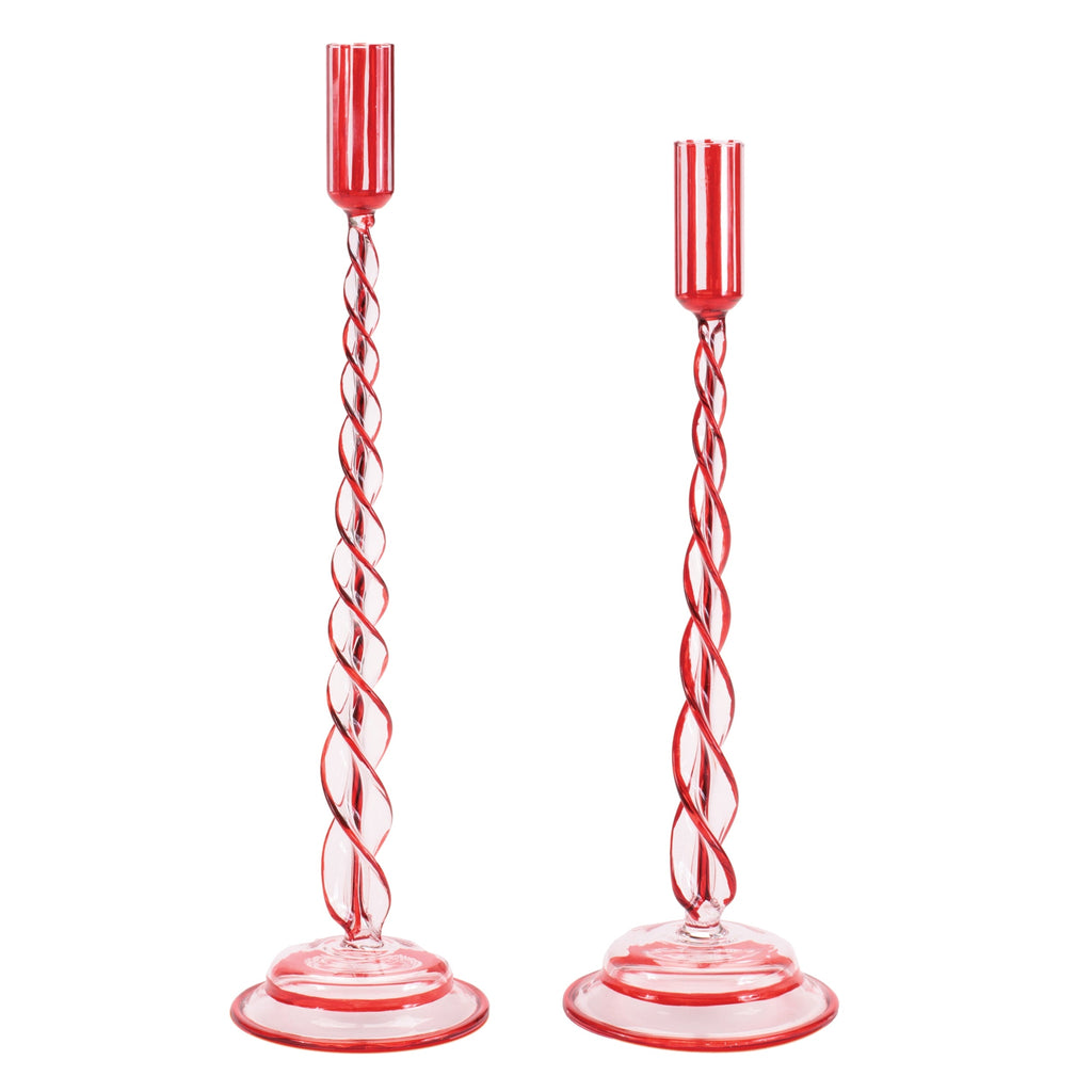 Twisted Glass Taper Candle Holder (Set of 2)
