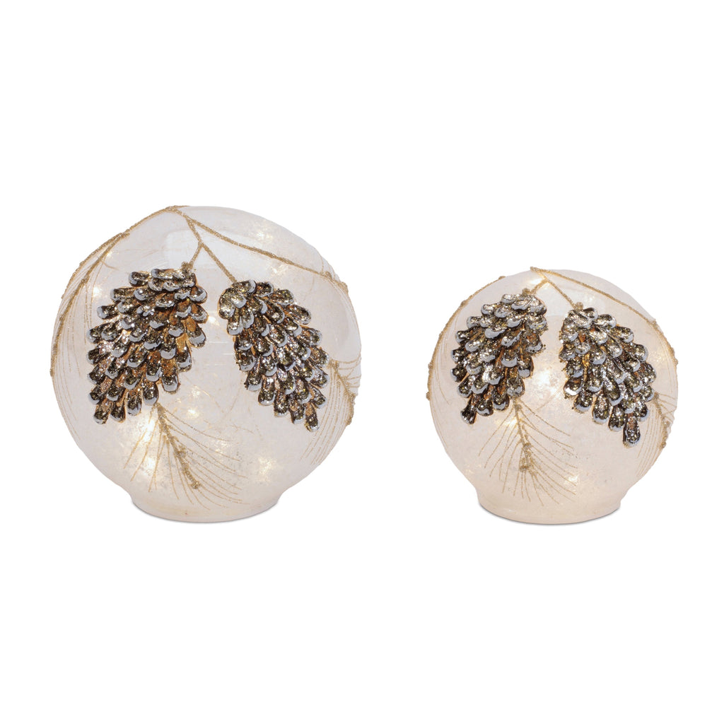 LED Frosted Pine Cone Globe (Set of 2)