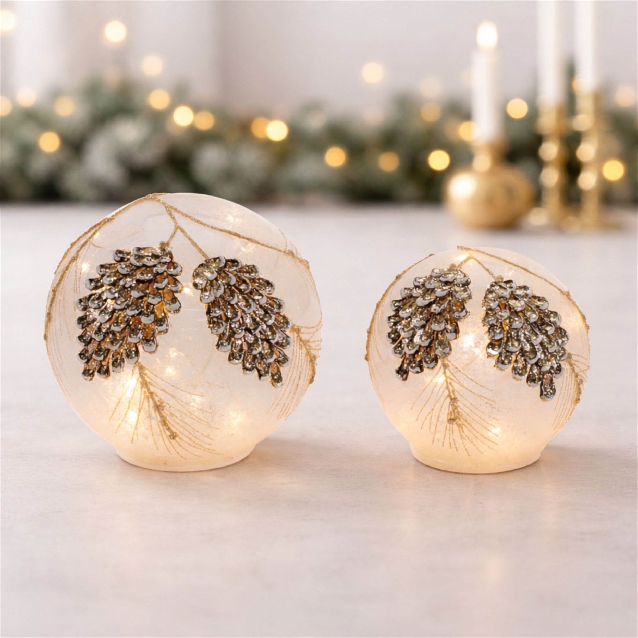 LED Frosted Pine Cone Globe (Set of 2)