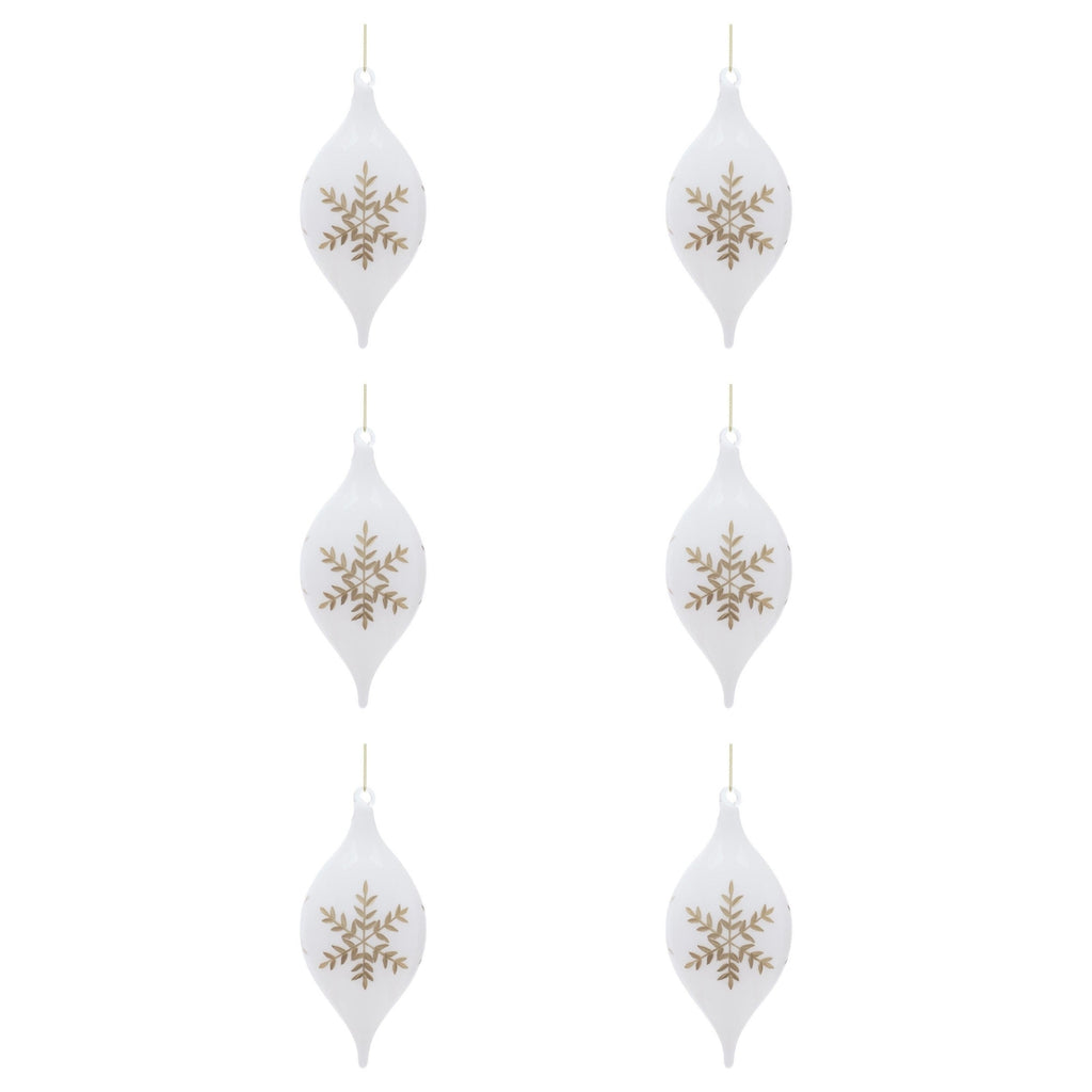 Glass Ornament with Snowflake Set of 6