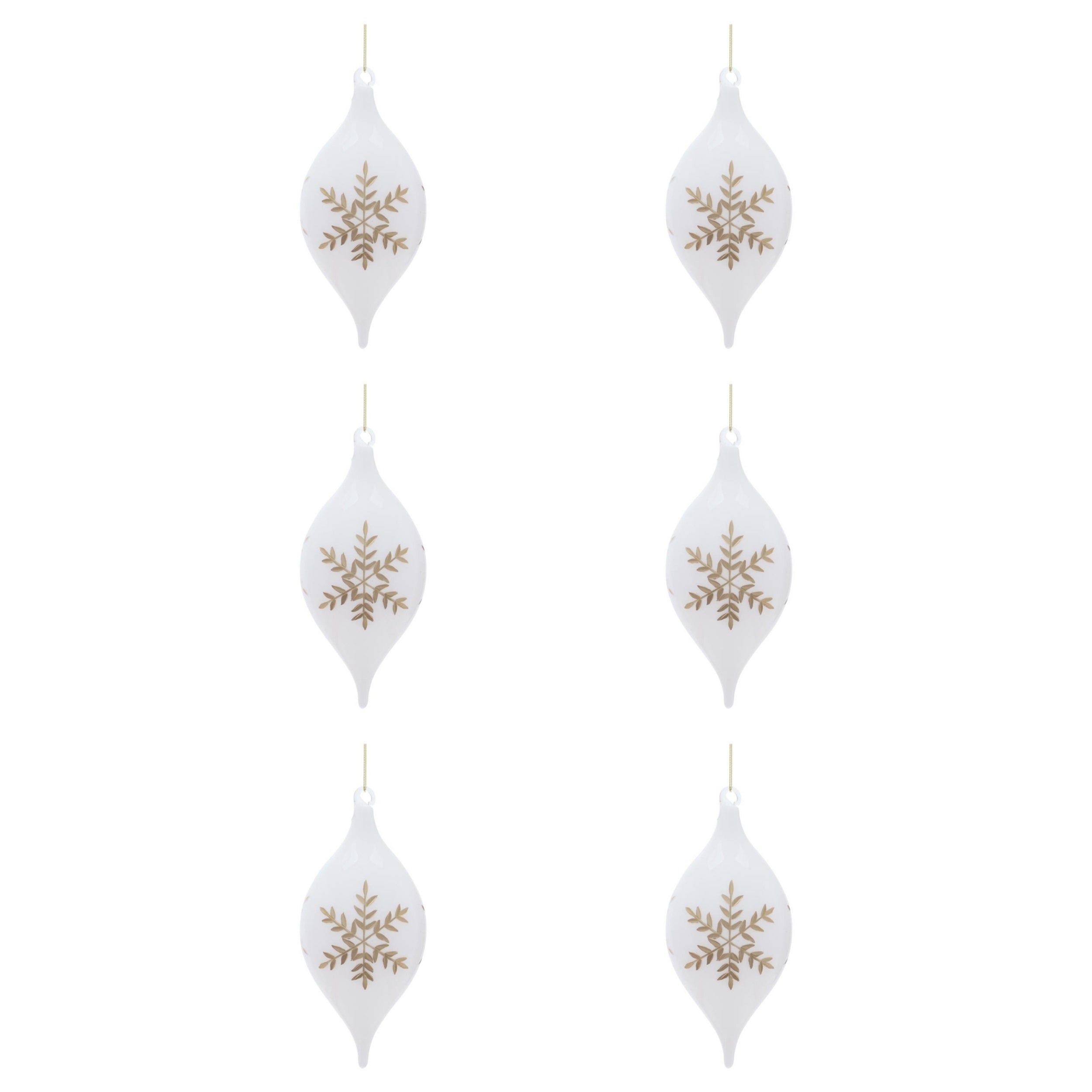 Glass Ornament with Snowflake Set of 6