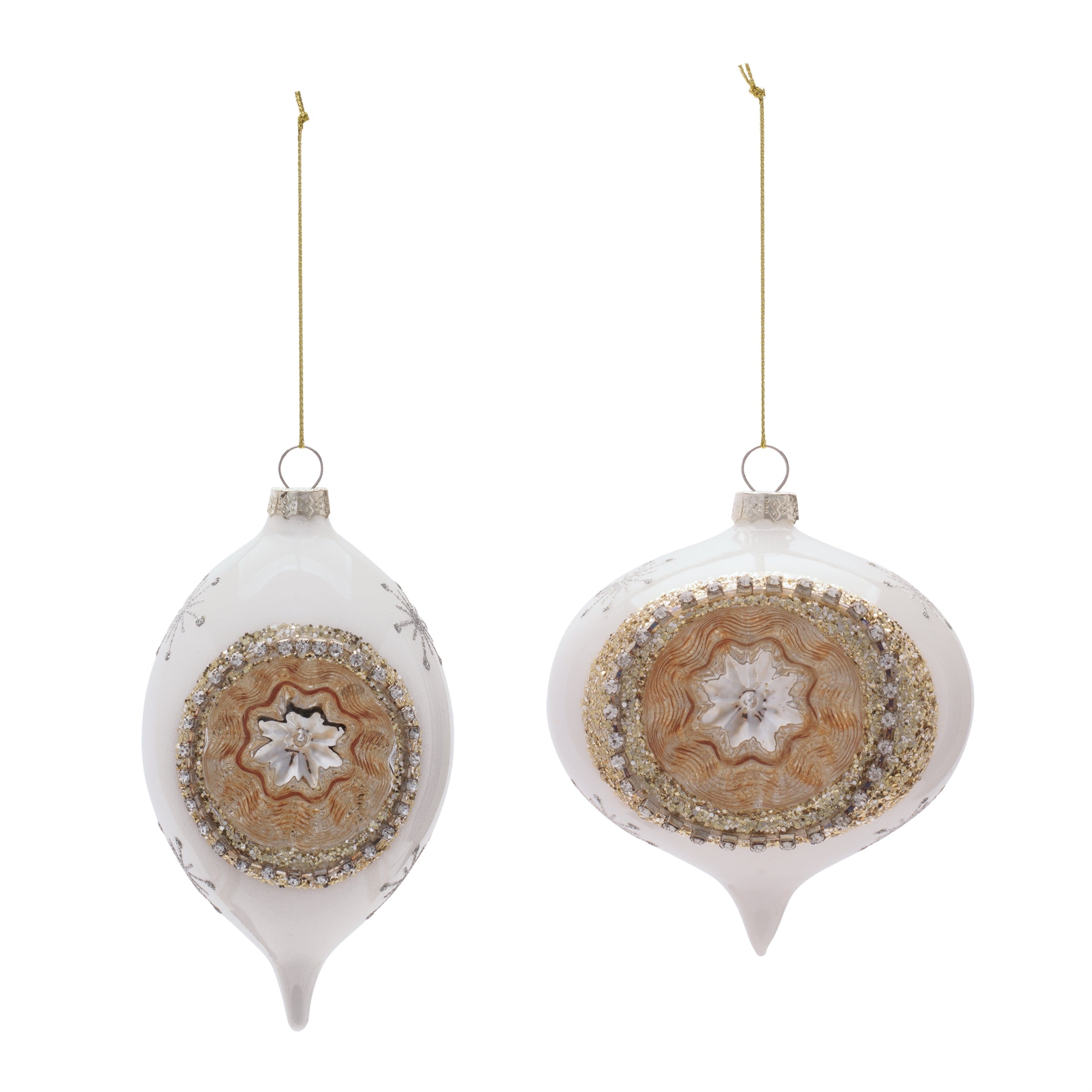 Glass Reflector Ornament Set of 6