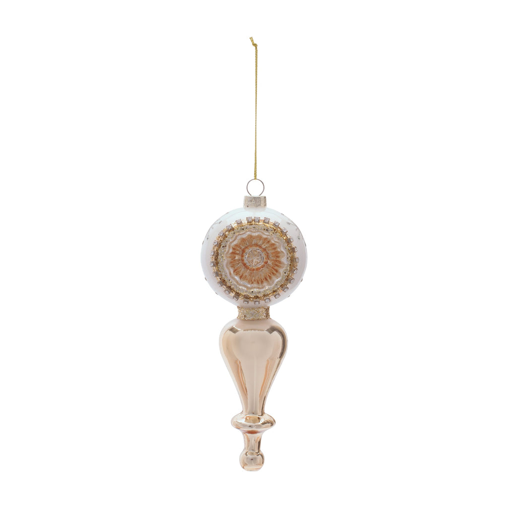 Glass Finial Reflector Ornament Set of 12