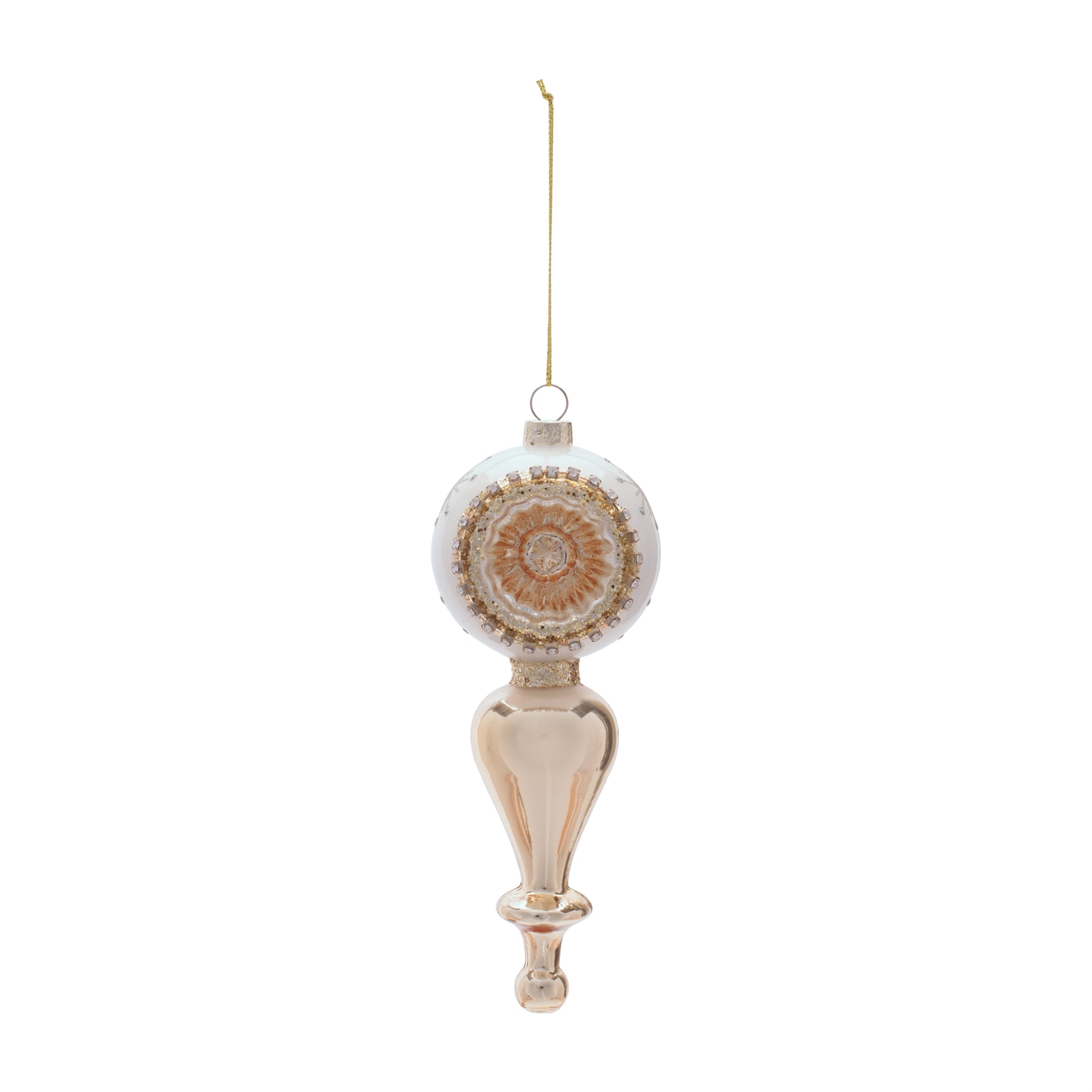 Glass Finial Reflector Ornament Set of 12