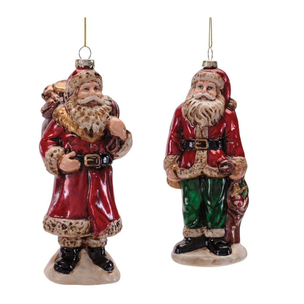 Traditional Santa Glass Ornament (Set of 6)