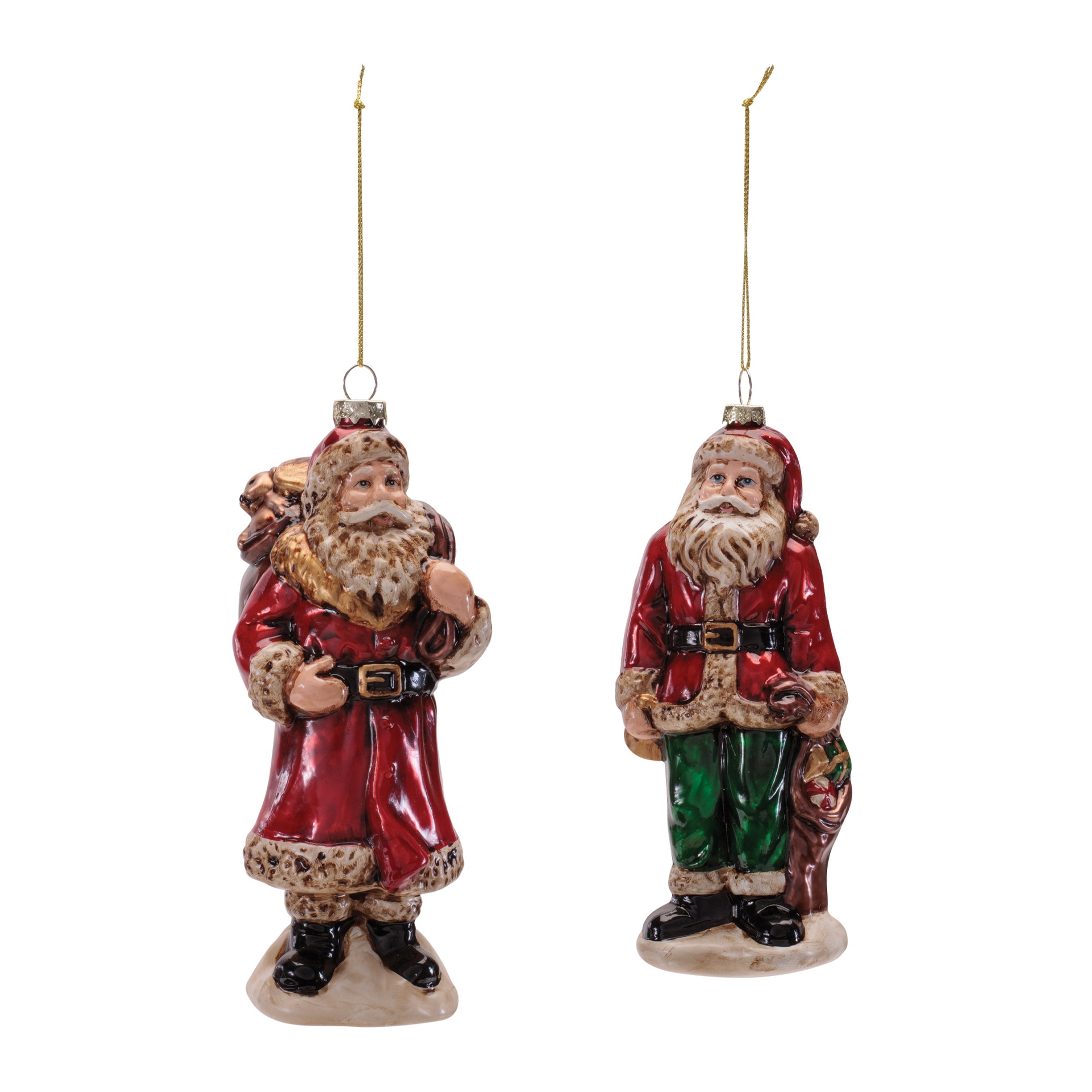Traditional Santa Glass Ornament (Set of 6)