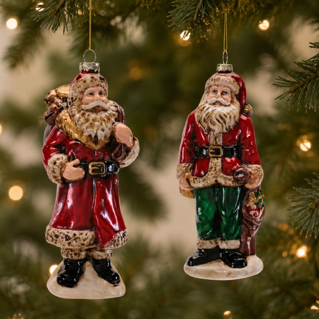 Traditional Santa Glass Ornament (Set of 6)