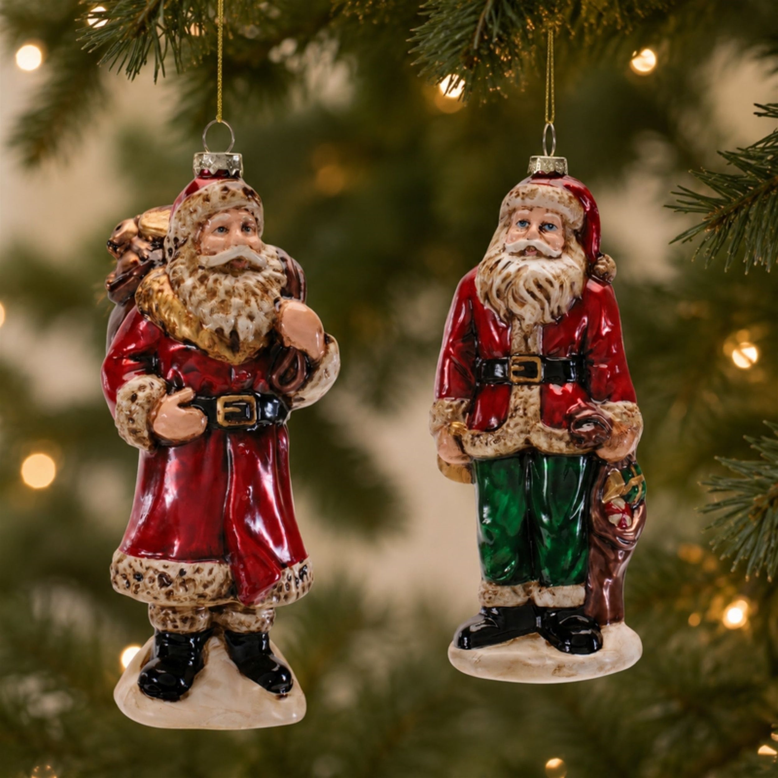 Traditional Santa Glass Ornament (Set of 6)