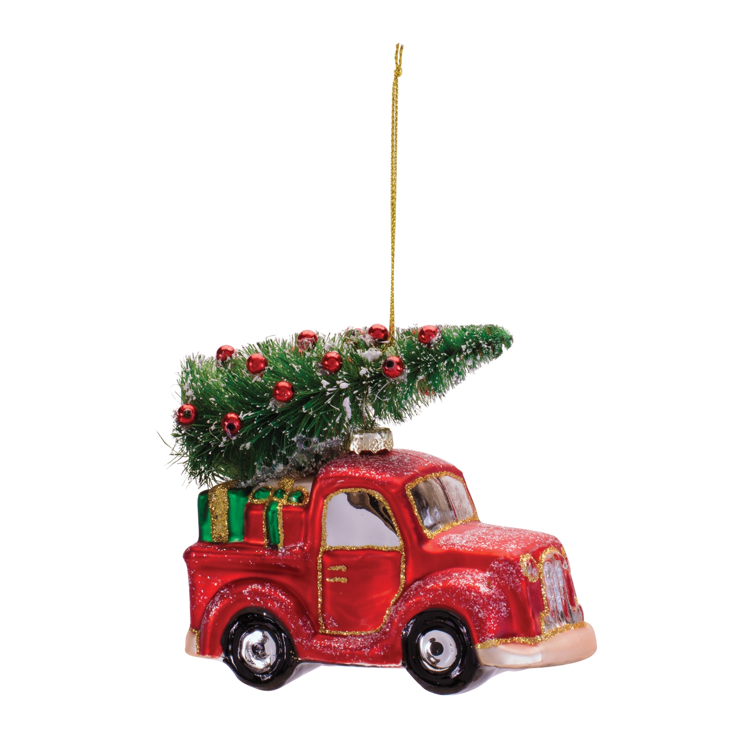Glass Truck and Tree Ornament Set of 12