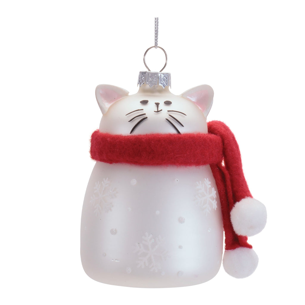 Glass and Polyester Cat Ornament Set of 6