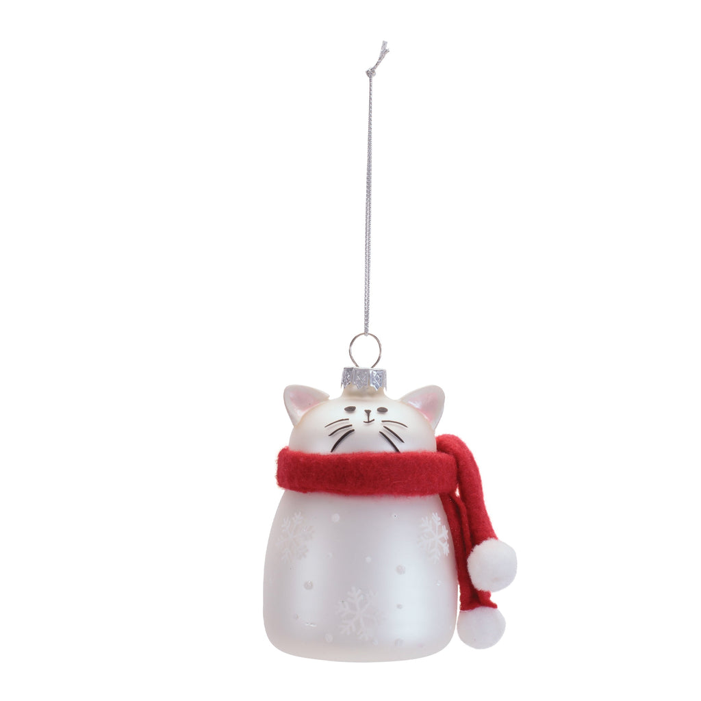 Glass and Polyester Cat Ornament Set of 6