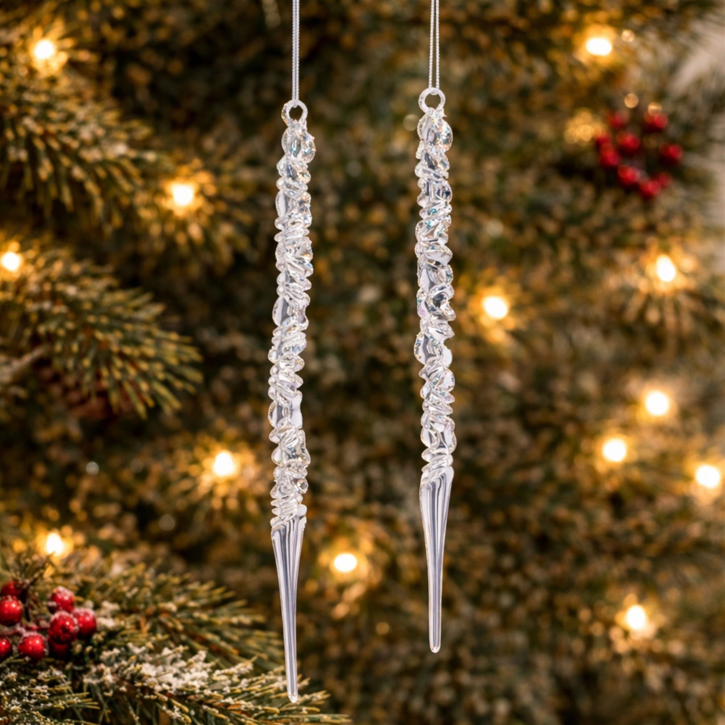 Glass Icicle Ornament Set of 6 Ð 9.75" & 11.5"