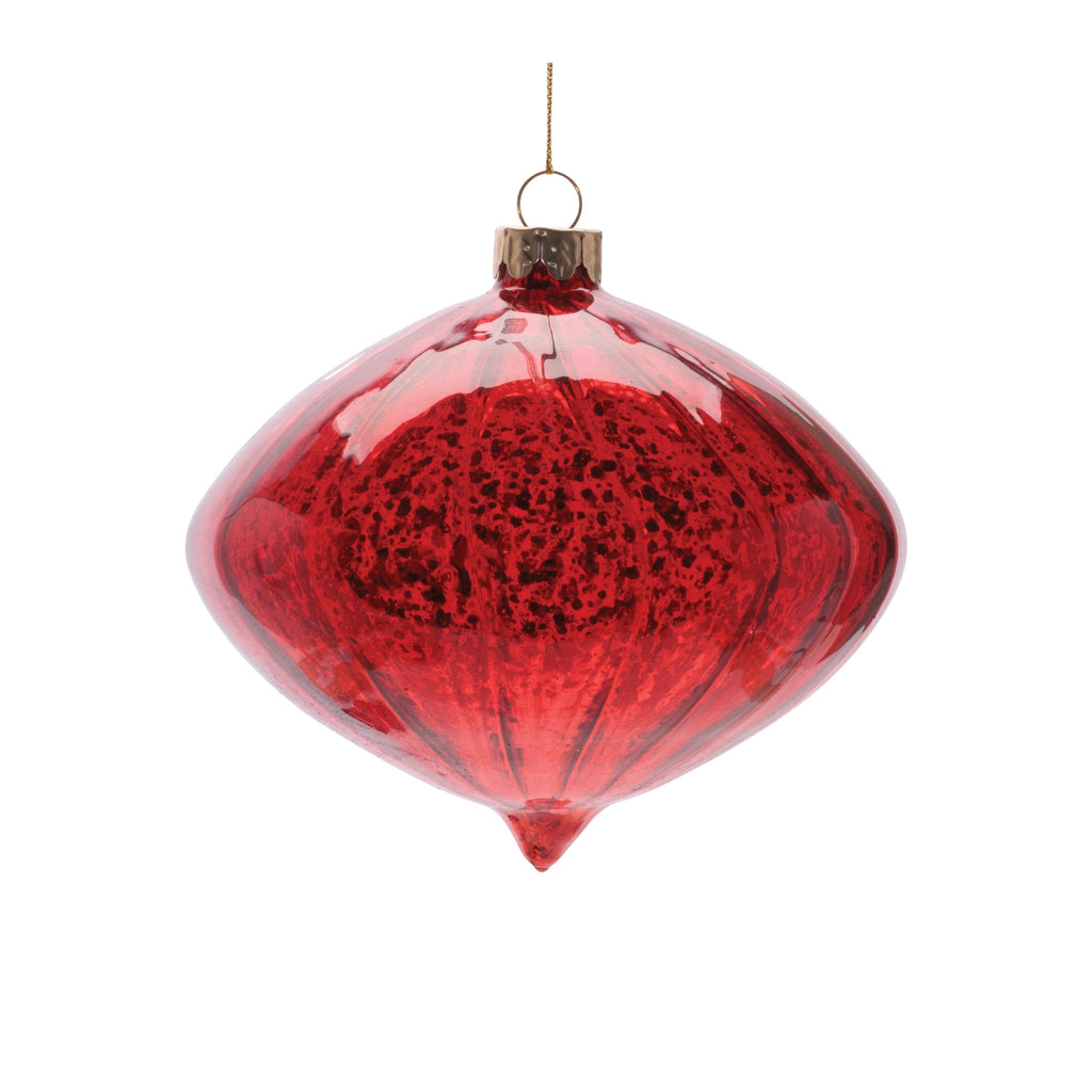 Ribbed Mercury Glass Onion and Finial Ornament (Set of 4)
