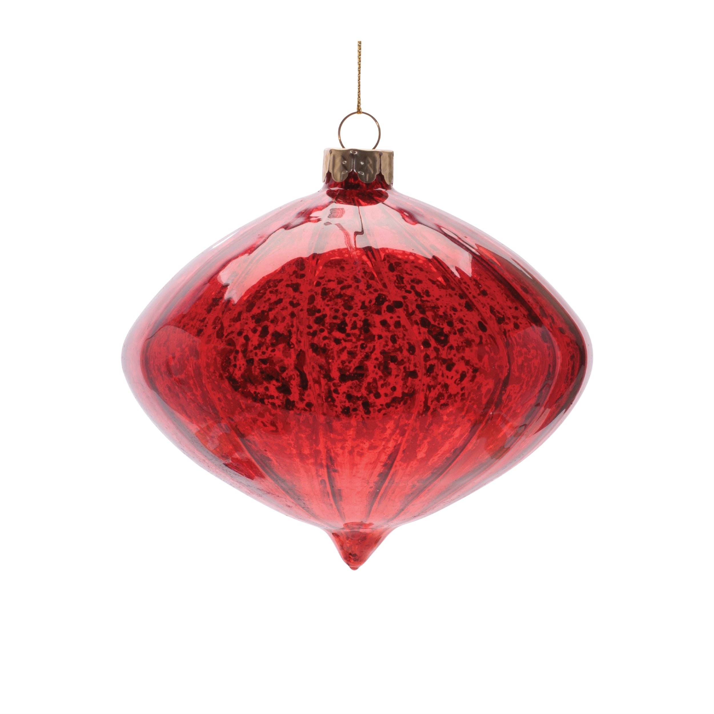Ribbed Mercury Glass Onion and Finial Ornament (Set of 4)