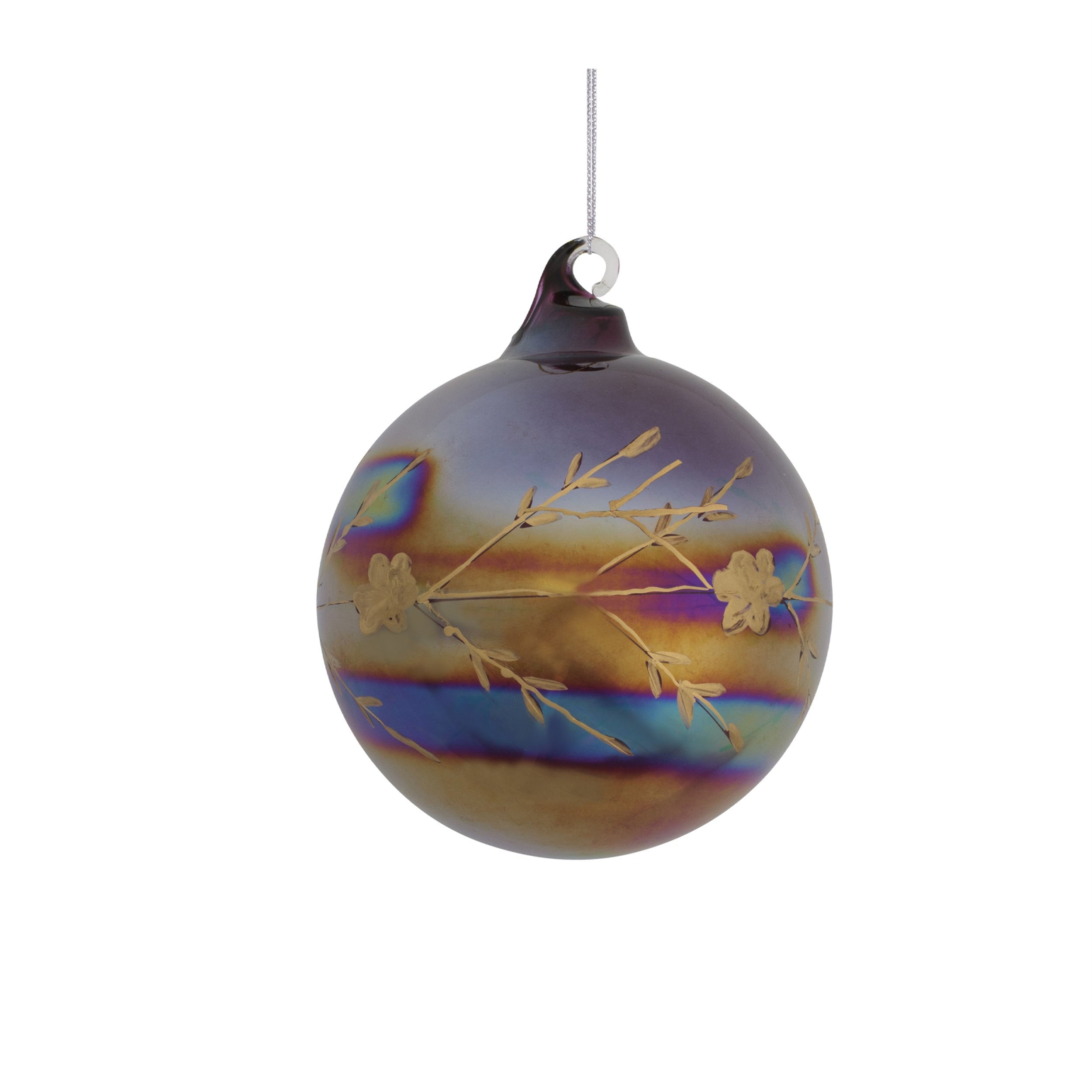 Iridescent Etched Glass Ornament (Set of 6)