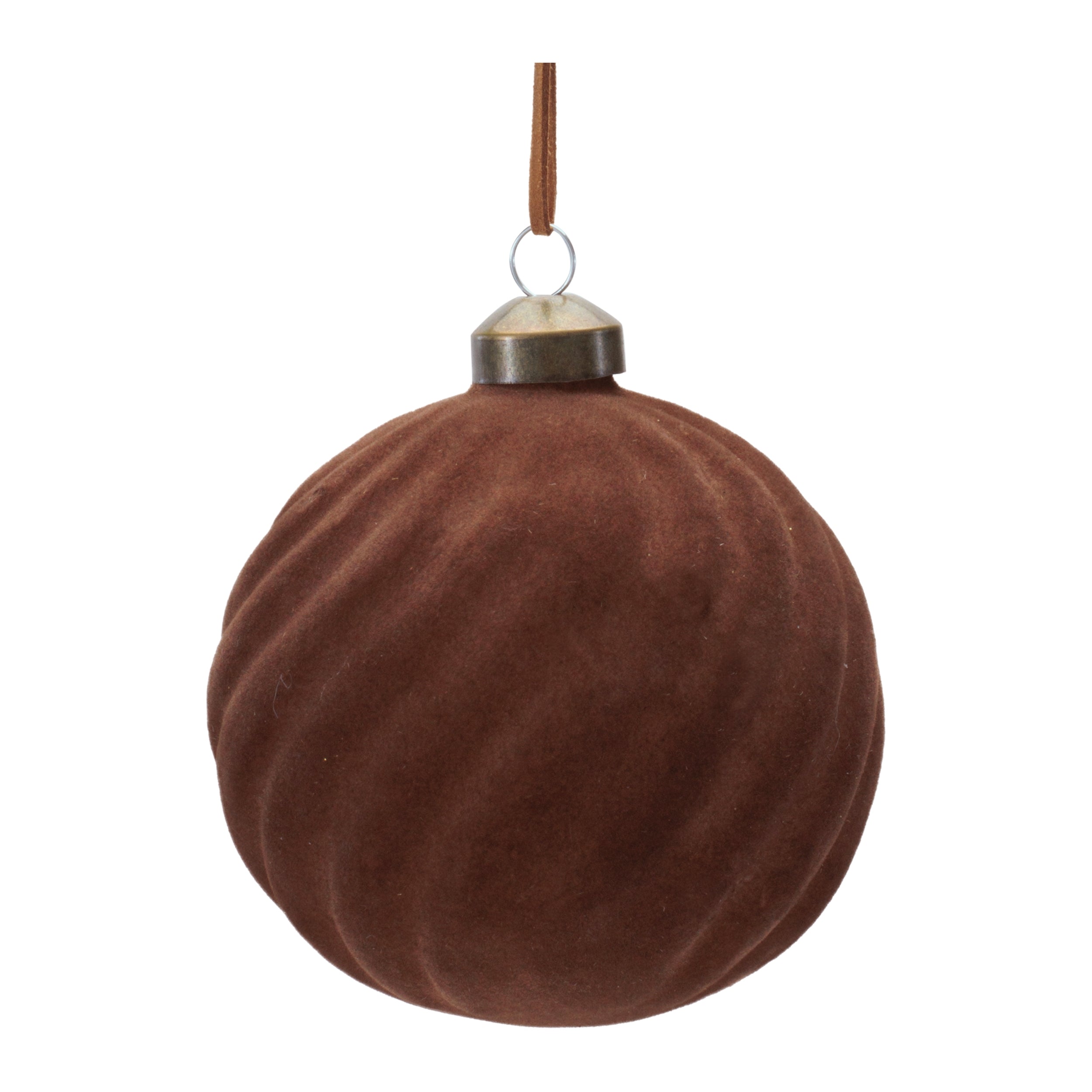 Flocked Ribbed Glass Ball Ornament (Set of 6)