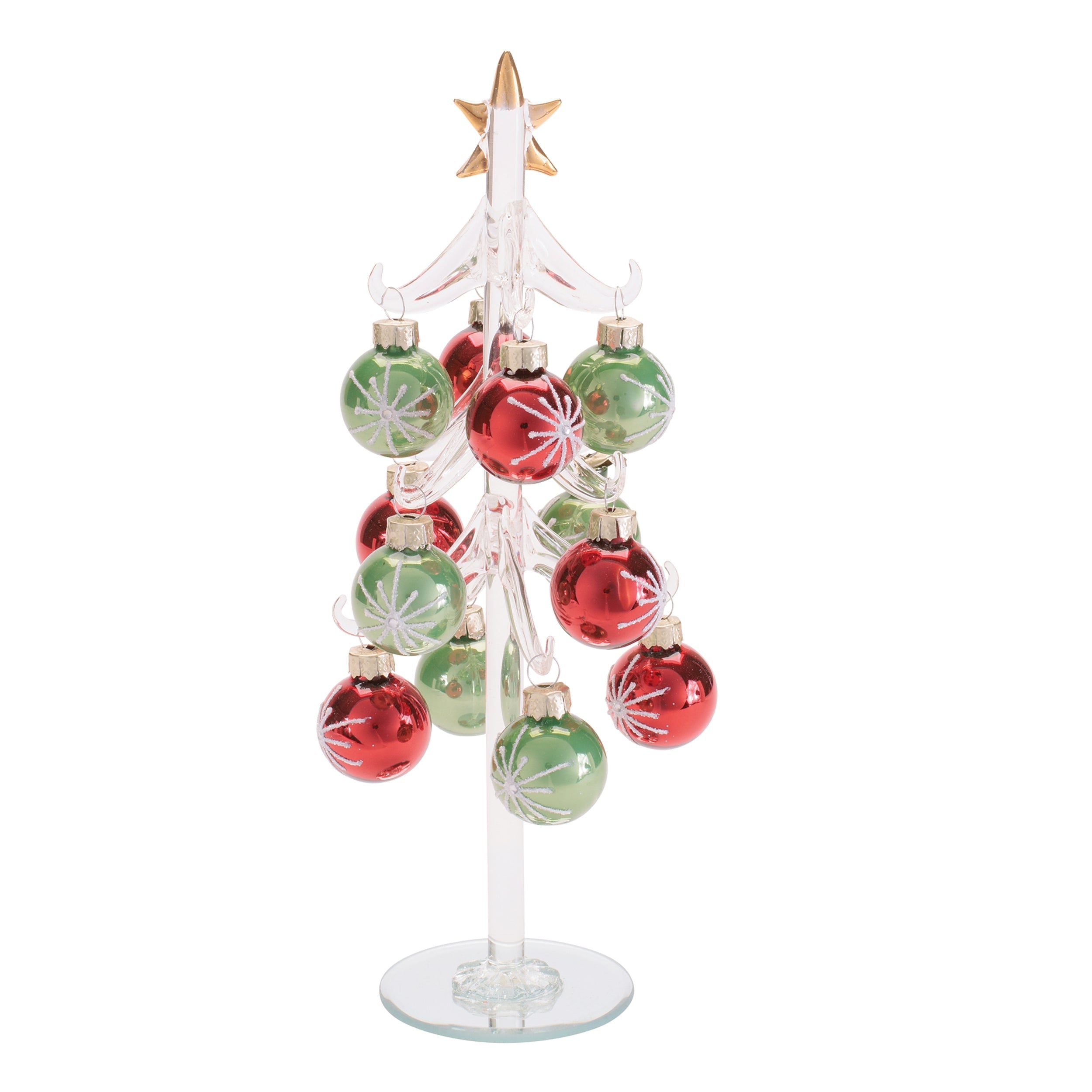 Glass Tree with Mini Ornaments 10"H